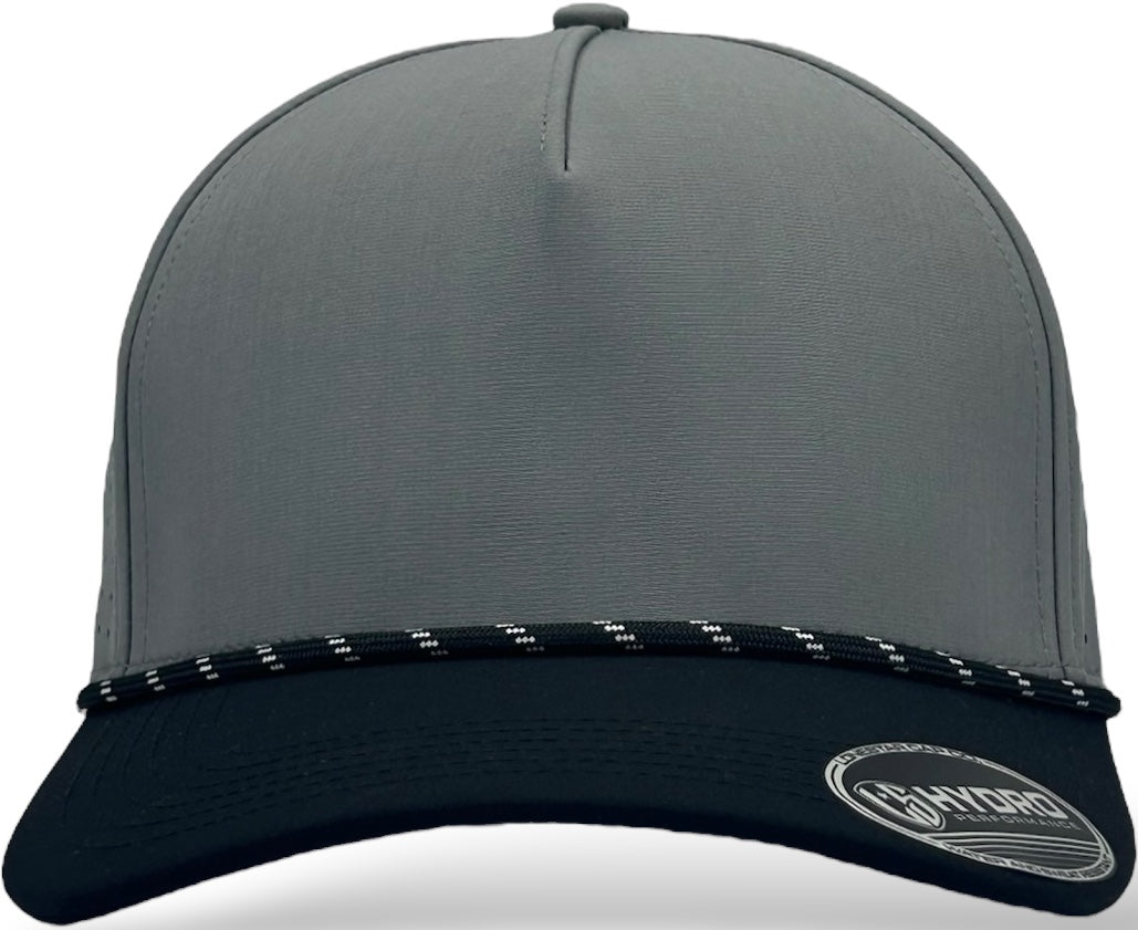 5 Panel Hydro Cap: GREY/BLACK With Rope snapback