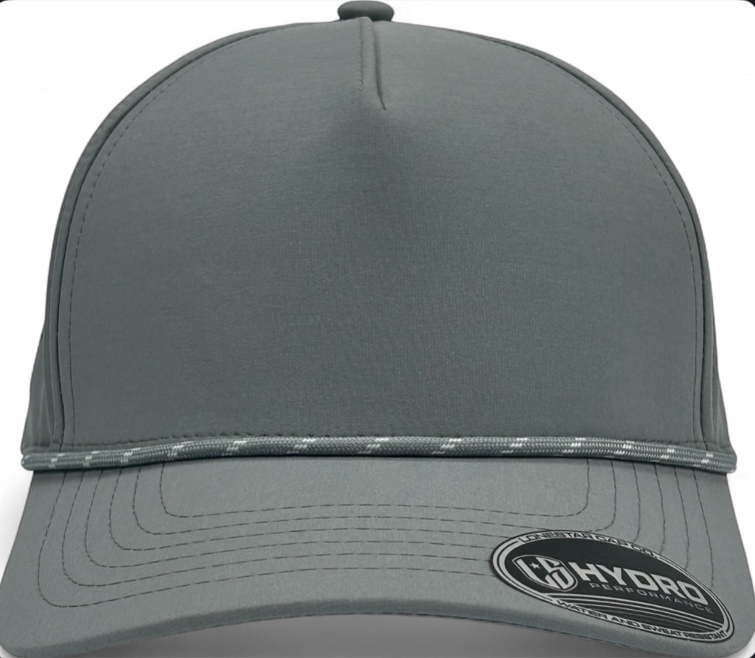 5 Panel Hydro Cap: Light Gray - Gray/White Rope Snapback