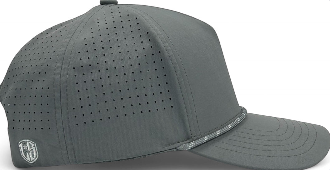 5 Panel Hydro Cap: Light Gray - Gray/White Rope Snapback