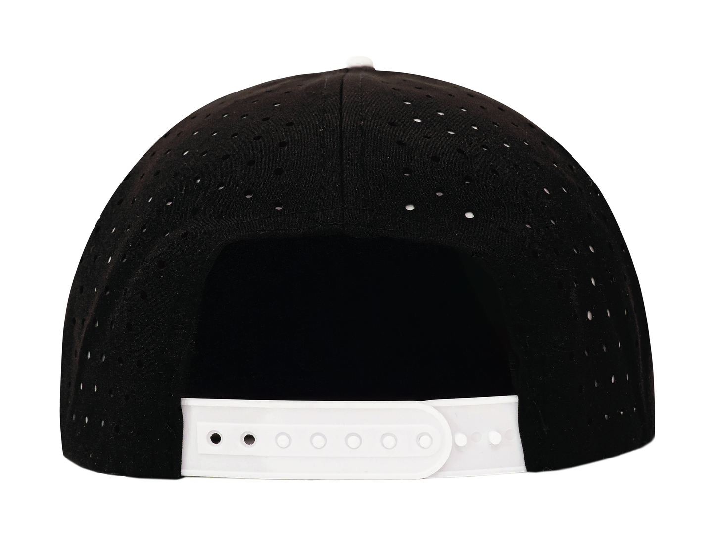 5 Panel Hydro Cap: Black/White Bill with Black/White Rope Snapback