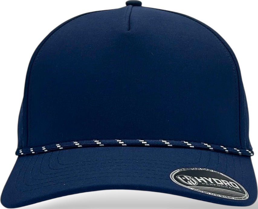 5 panel Hydro Cap: Navy - Navy/White Rope Snapback