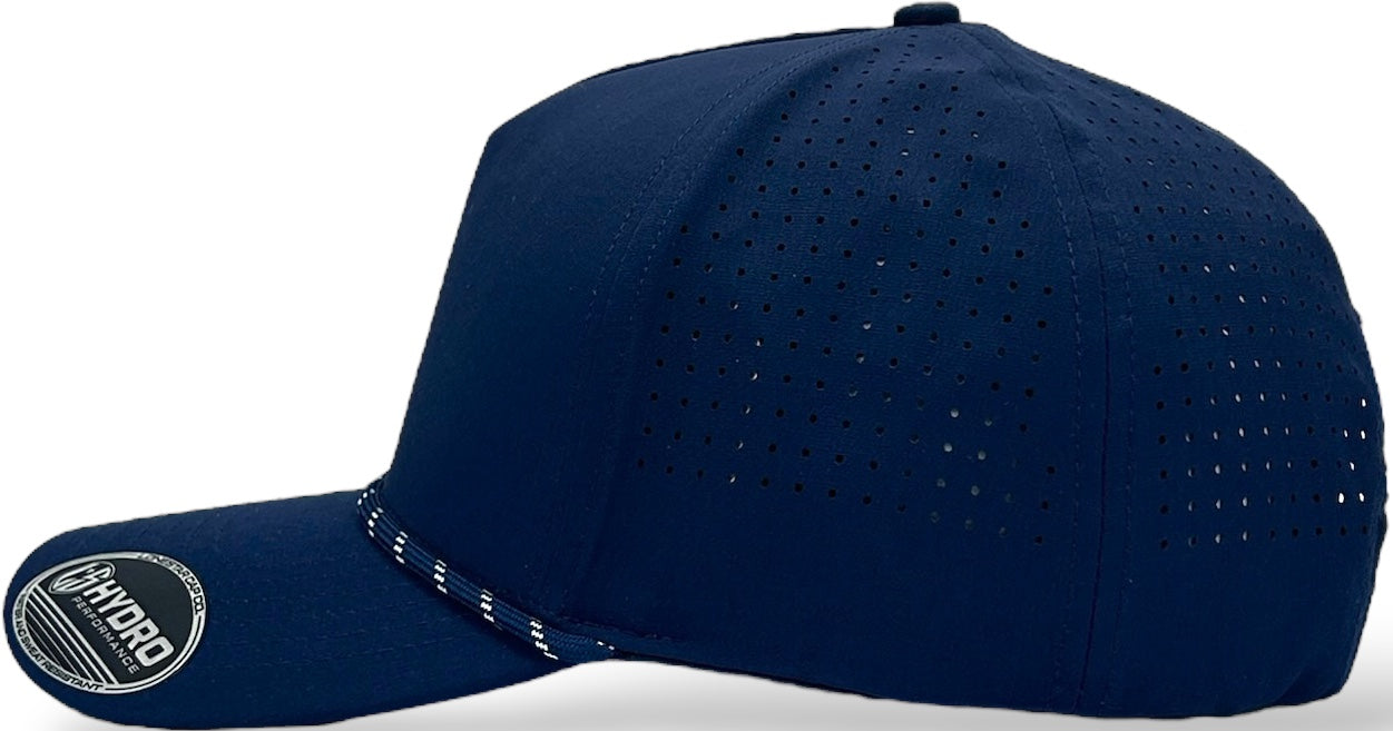 5 panel Hydro Cap: Navy - Navy/White Rope Snapback