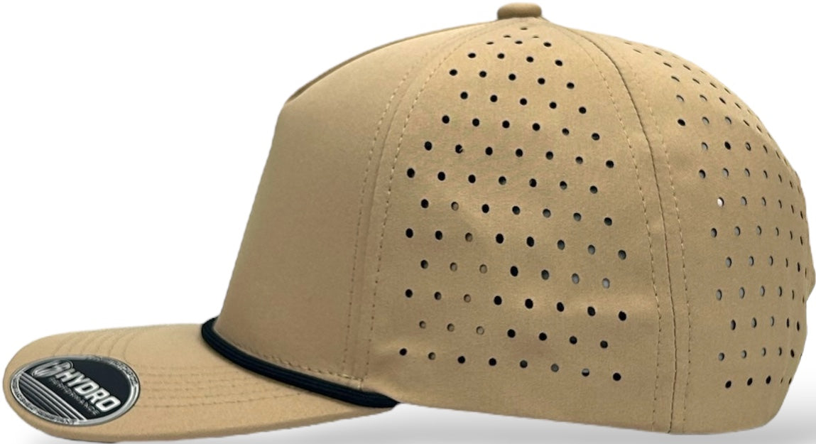 5 Panel Hydro Cap: Desert Brown with Black Rope Snapback