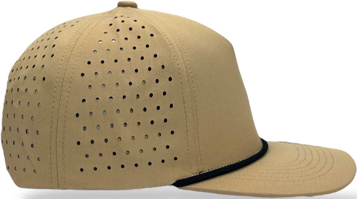 5 Panel Hydro Cap: Desert Brown with Black Rope Snapback