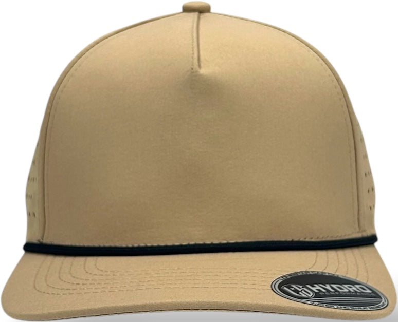 5 Panel Hydro Cap: Desert Brown with Black Rope Snapback