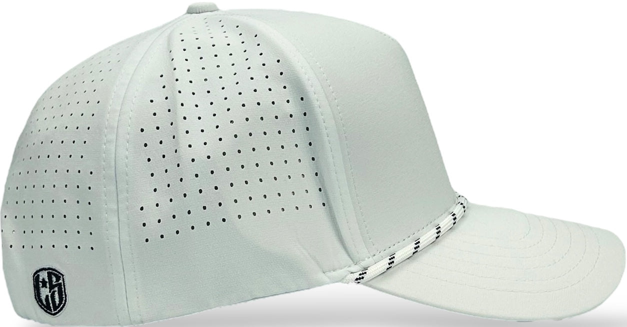 5 Panel Hydro Cap: White with Rope Snapback