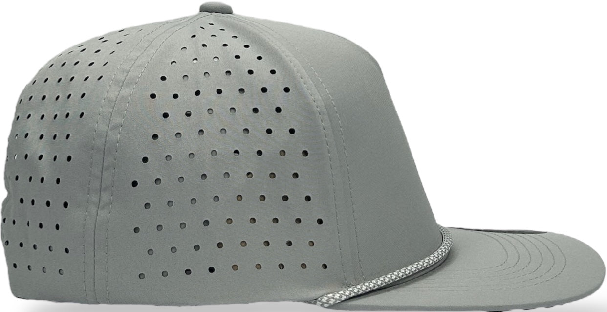 5 Panel Hydro Cap: Light Gray - Gray/White Diamond Rope Snapback