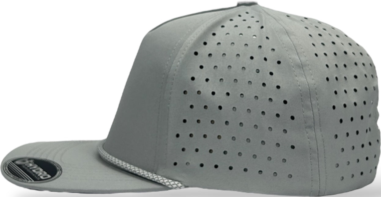 5 Panel Hydro Cap: Light Gray - Gray/White Diamond Rope Snapback