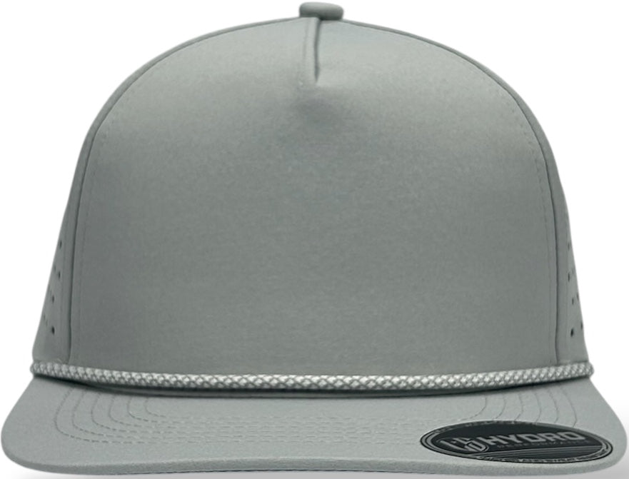 5 Panel Hydro Cap: Light Gray - Gray/White Diamond Rope Snapback