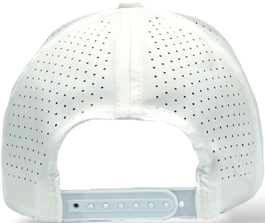 5 Panel Hydro Cap: White - Black/White Rope Snapback