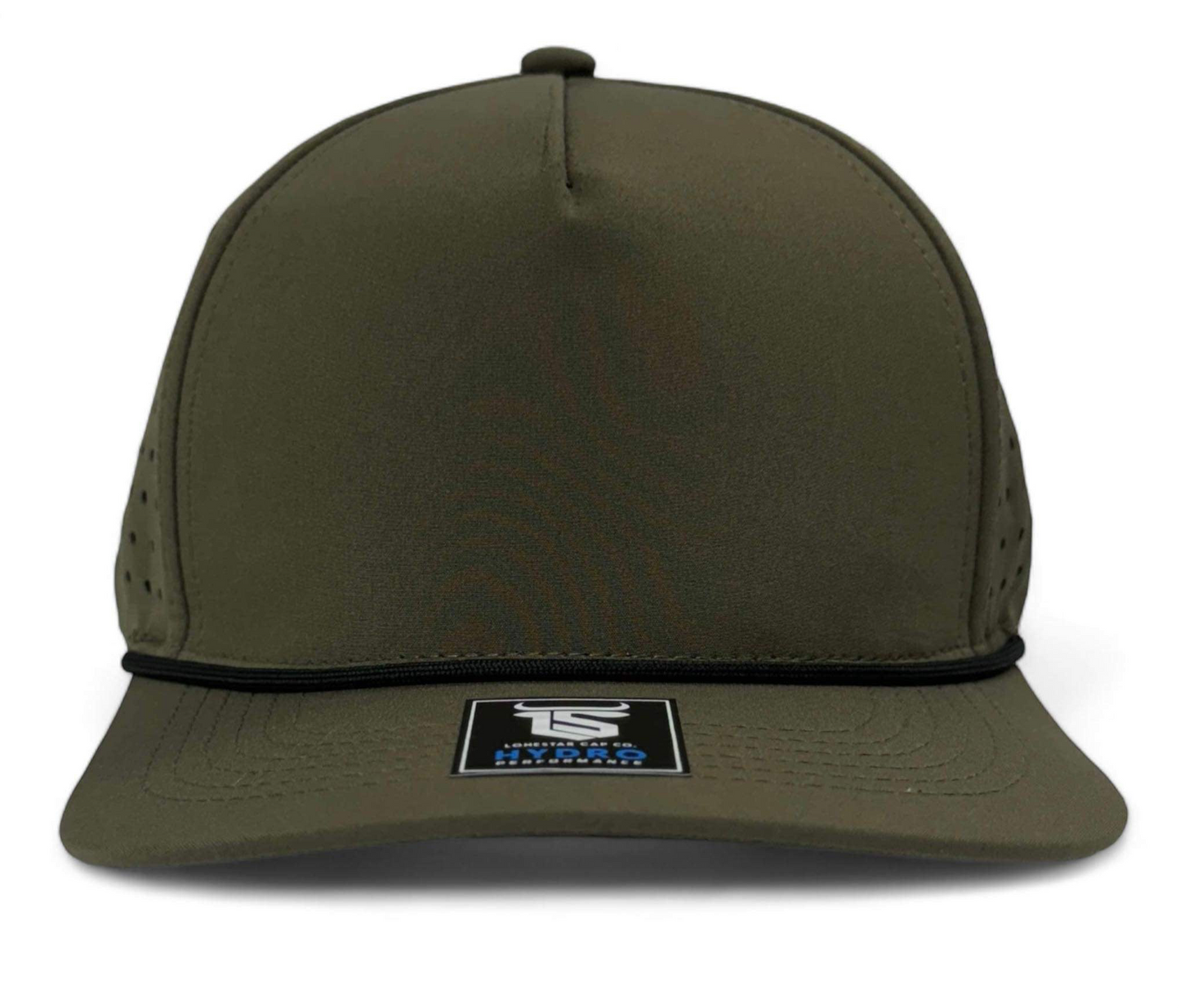 Youth Hydro Cap in Military Green with Black Rope Snapback, water resistant, perfect for men and women.