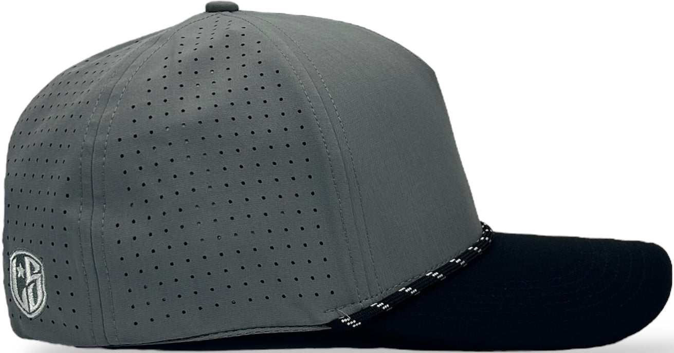 5 Panel Hydro Cap: GREY/BLACK With Rope snapback