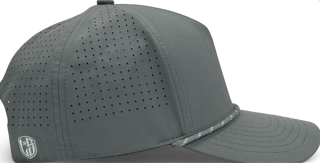 5 Panel Hydro Cap: Light Gray - Gray/White Rope Snapback