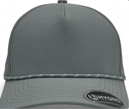 5 Panel Hydro Cap: Light Gray - Gray/White Rope Snapback