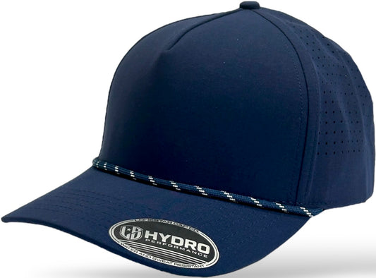 5 panel Hydro Cap: Navy - Navy/White Rope Snapback