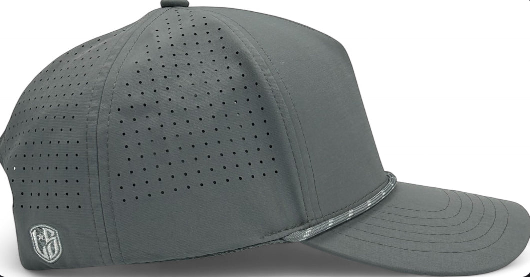 5 Panel Hydro Cap: Light Gray - Gray/White Rope Snapback