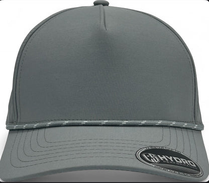 5 Panel Hydro Cap: Light Gray - Gray/White Rope Snapback