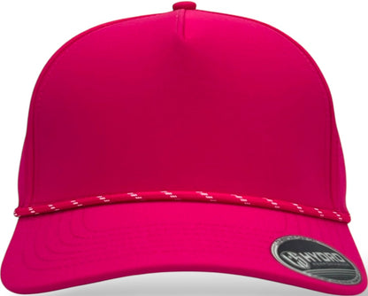 5 Panel Hydro Cap HOT Pink - HOT PINK/WHITE Rope Snapback