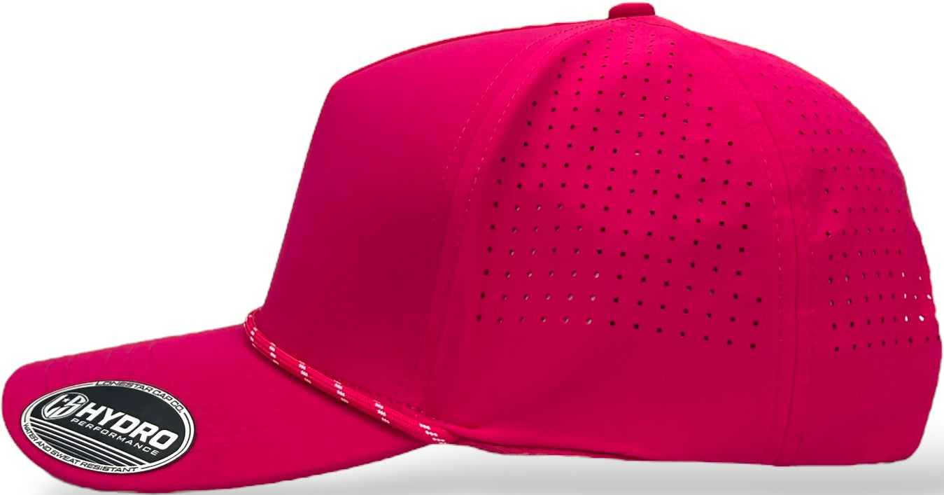 5 Panel Hydro Cap HOT Pink - HOT PINK/WHITE Rope Snapback