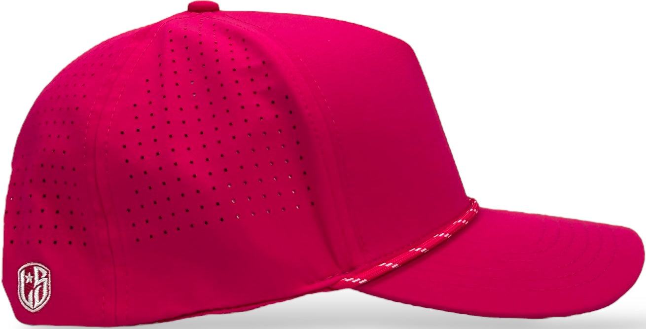 5 Panel Hydro Cap HOT Pink - HOT PINK/WHITE Rope Snapback