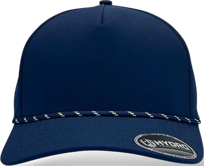 5 panel Hydro Cap: Navy - Navy/White Rope Snapback