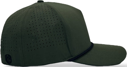 5 Panel Hydro Cap: Military Green with Black Rope Snapback