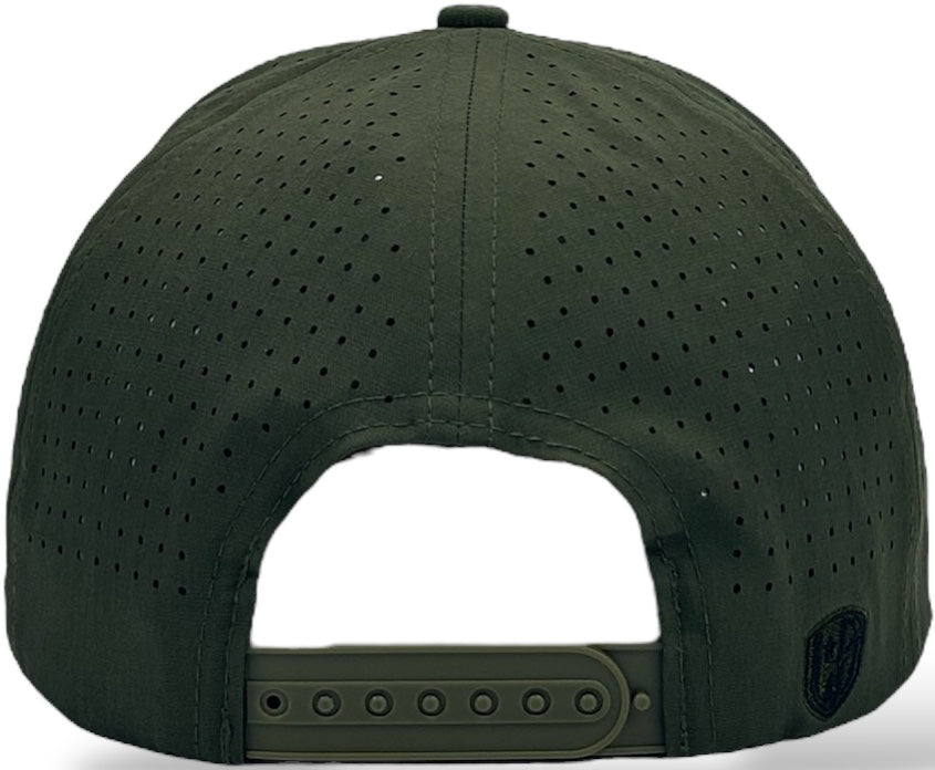 5 Panel Hydro Cap: Military Green with Black Rope Snapback