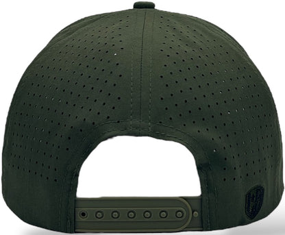 5 Panel Hydro Cap: Military Green with Black Rope Snapback