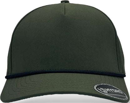 5 Panel Hydro Cap: Military Green with Black Rope Snapback