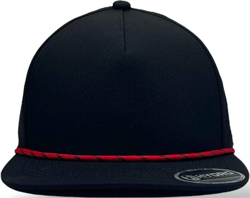 5 Panel Hydro Cap: Black - Red/Black Rope Snapback – Lonestar Cap Co