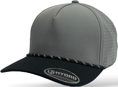 5 Panel Hydro Cap: GREY/BLACK With Rope snapback