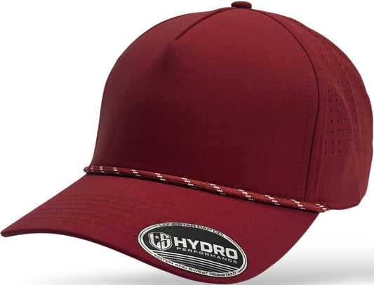 5 Panel Hydro Cap: MAROON With Rope Snapback