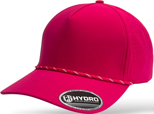 5 Panel Hydro Cap HOT Pink - HOT PINK/WHITE Rope Snapback