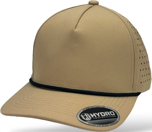 5 Panel Hydro Cap: Desert Brown with Black Rope Snapback