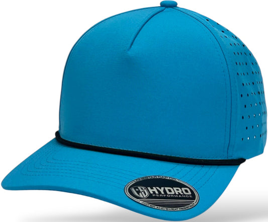 5 Panel Sapphire Blue Rope Hat with black Rope Snapback