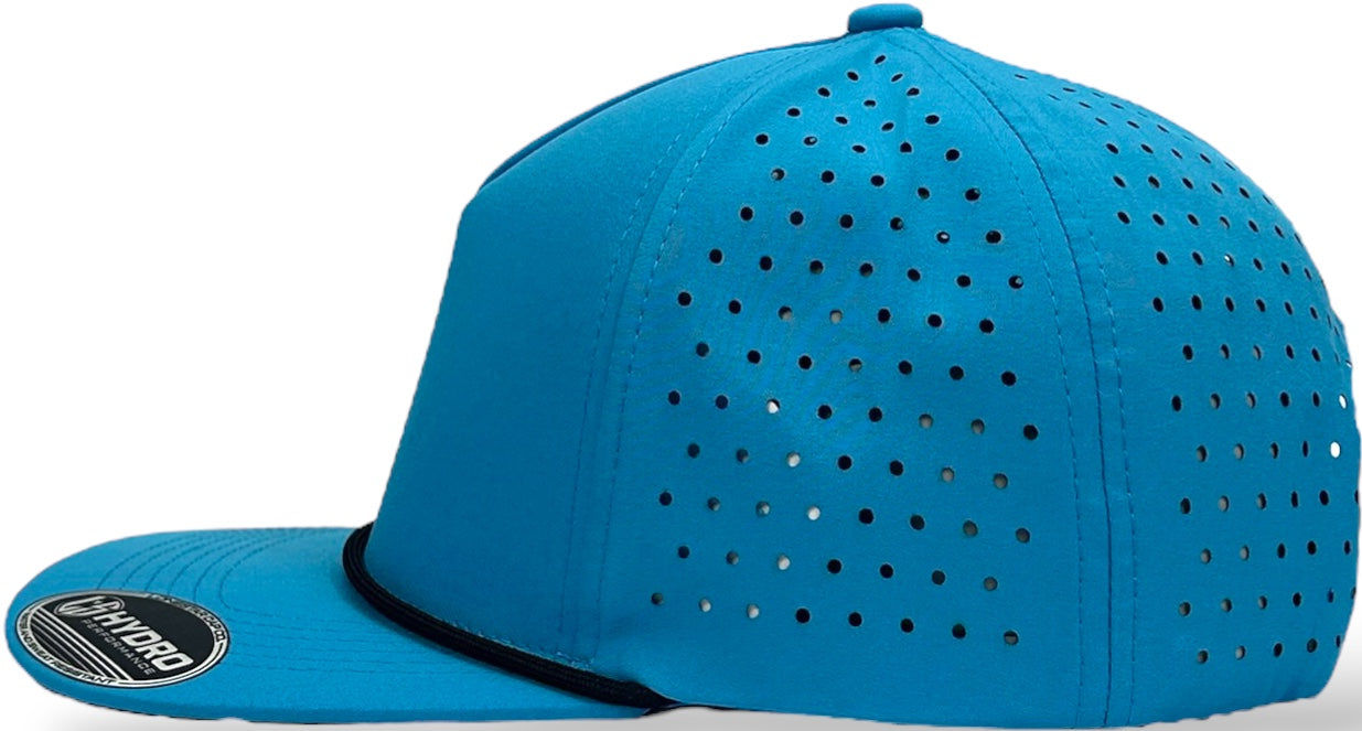 5 Panel Sapphire Blue Rope Hat with black Rope Snapback