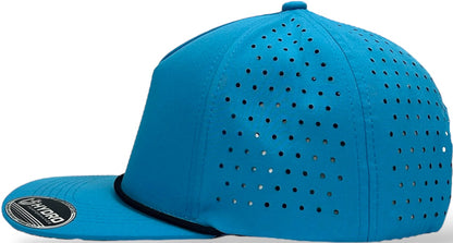 5 Panel Sapphire Blue Rope Hat with black Rope Snapback