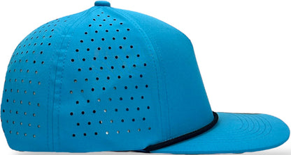 5 Panel Sapphire Blue Rope Hat with black Rope Snapback