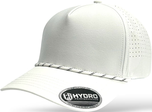 5 Panel Hydro Cap: White with Rope Snapback
