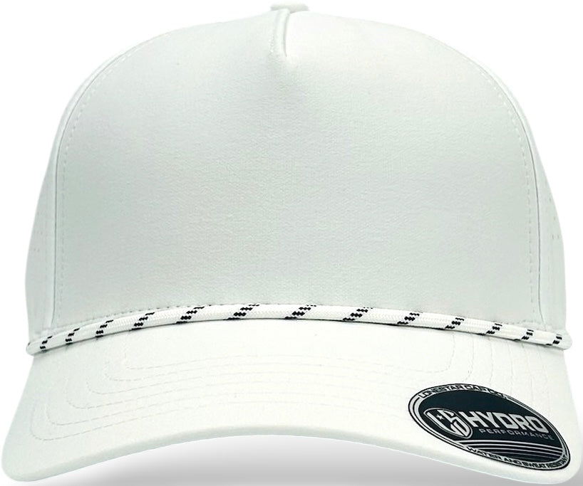5 Panel Hydro Cap: White with Rope Snapback