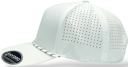 5 Panel Hydro Cap: White with Rope Snapback