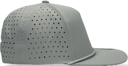 5 Panel Hydro Cap: Light Gray - Gray/White Diamond Rope Snapback