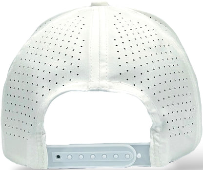 5 Panel Hydro Cap: White - Black/White Rope Snapback
