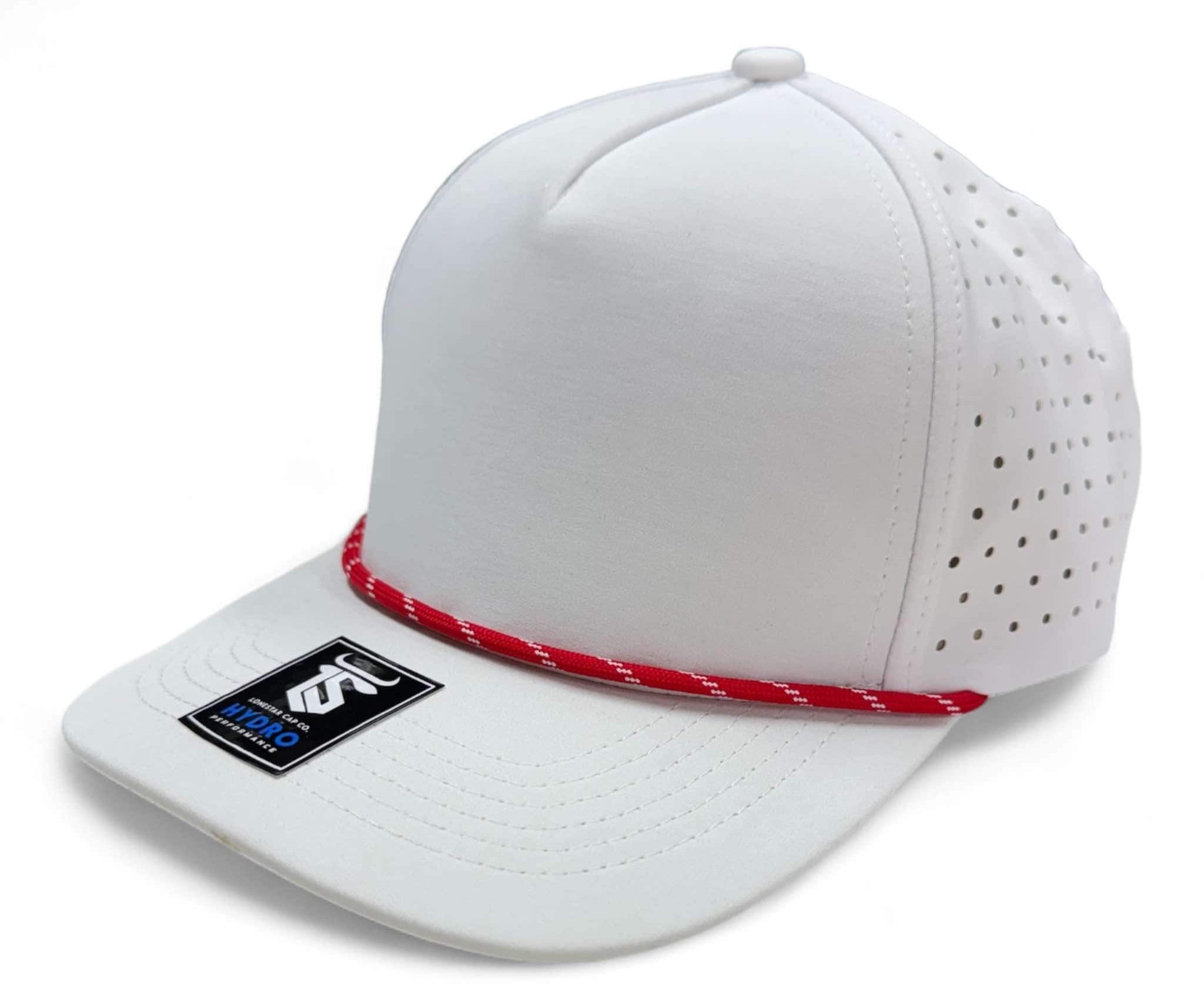 5 Panel Hydro Cap - White & Red/White Snapback – Lonestar Cap Co