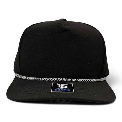 5 Panel Hydro Cap: Black - White/Black Diamond Rope Snapback