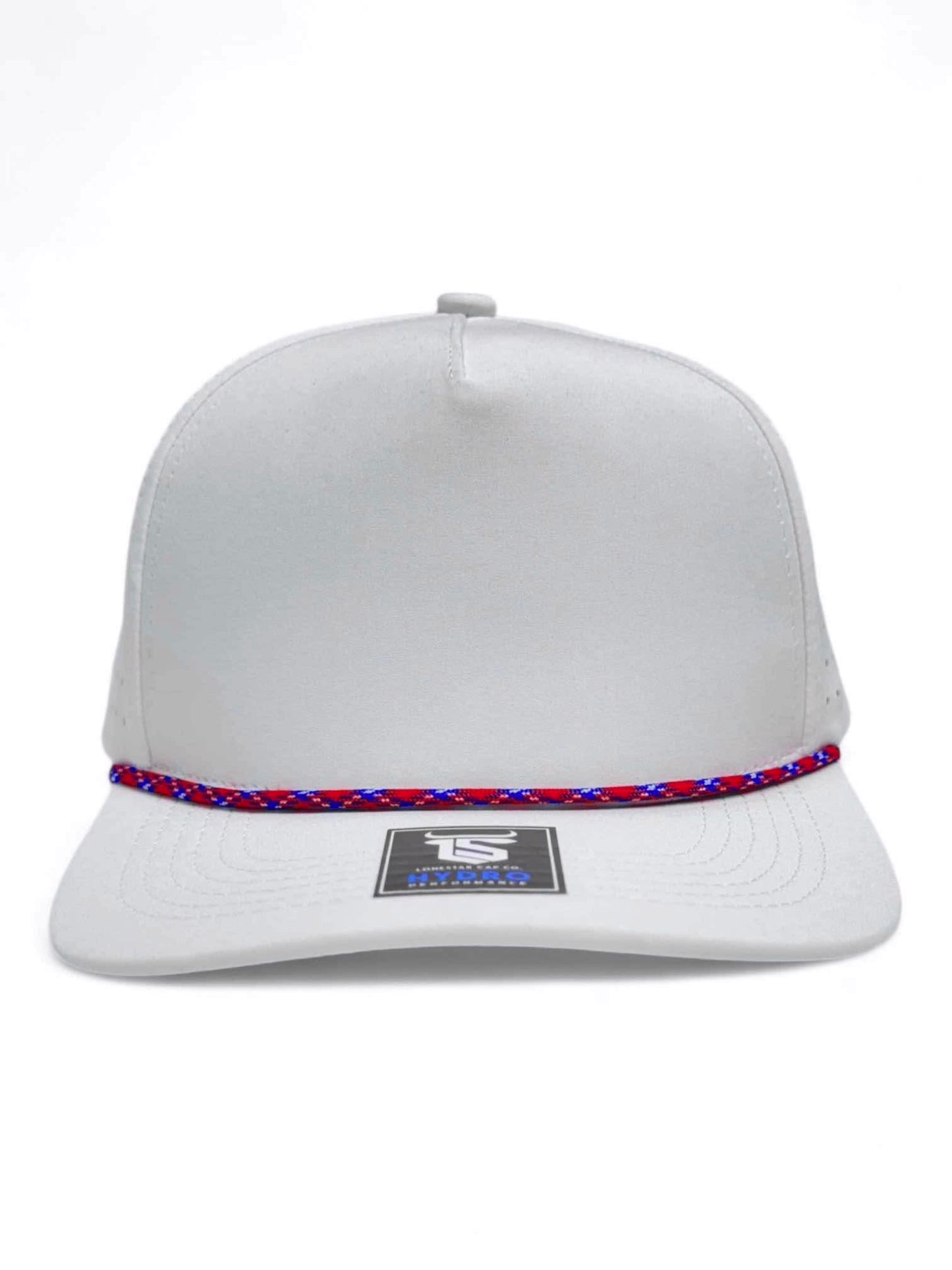 5 Panel Hydro Cap: White - Red/Blue Rope Snapback