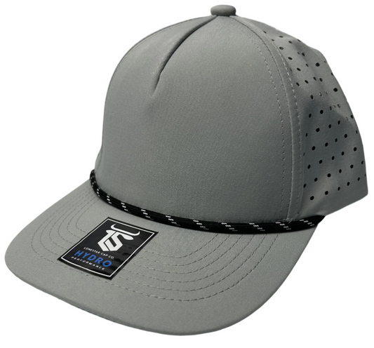 5 Panel YOUTH Hydro Cap: Light Gray - Black/White Rope Snapback