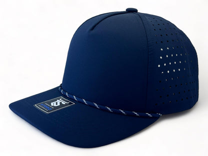 5 panel Hydro Cap: Navy - Navy/White Rope Snapback