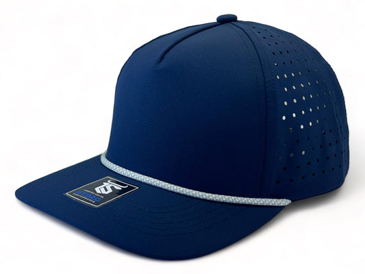 5 Panel Hydro Cap: Navy - Gray/White Rope Snapback