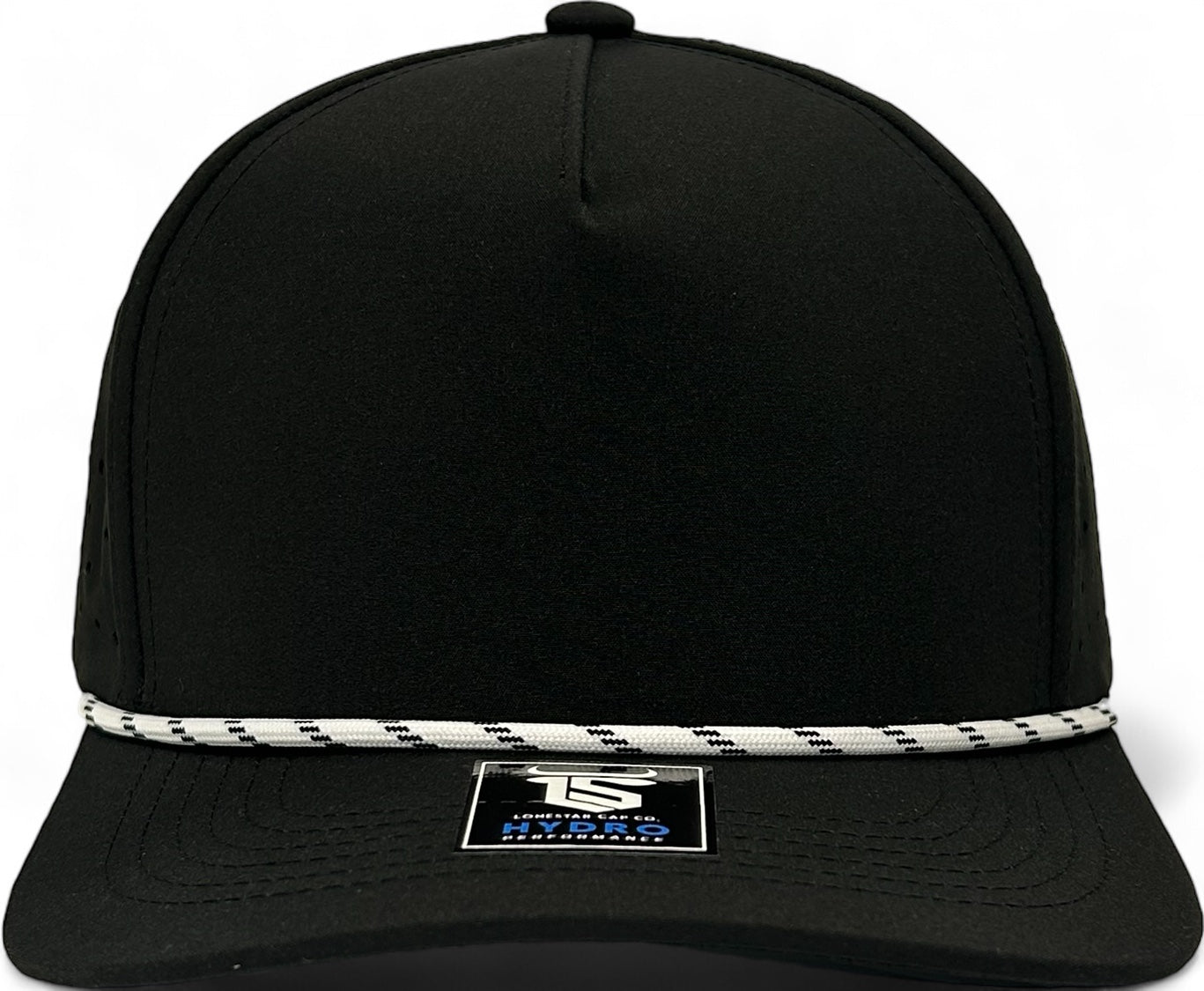 5 Panel Hydro Cap: Black White & Black Rope Snapback – Lonestar Cap Co